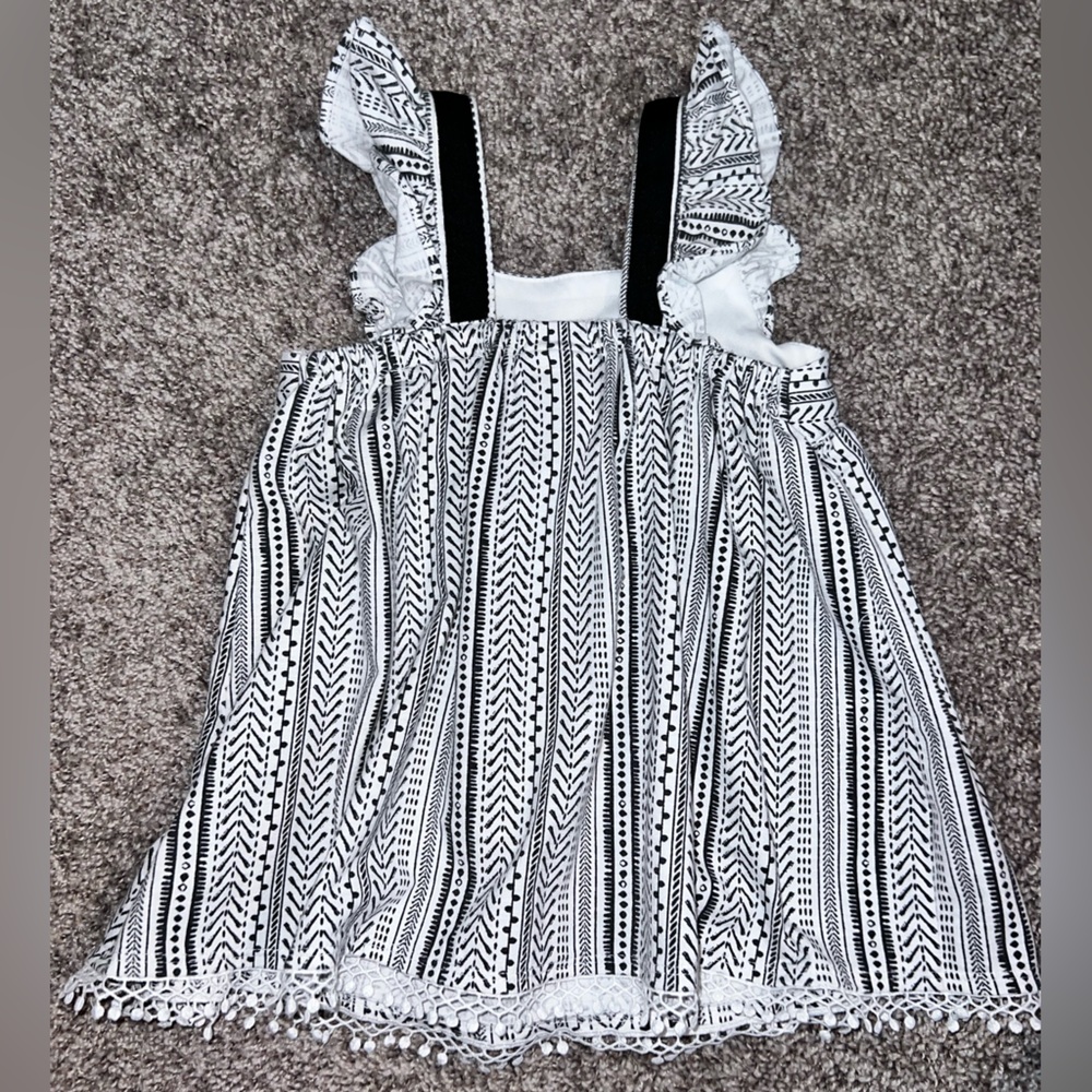 Bonnie Jean size 6 two piece ruffle/tassel outfit black & white - Picture 4 of 7